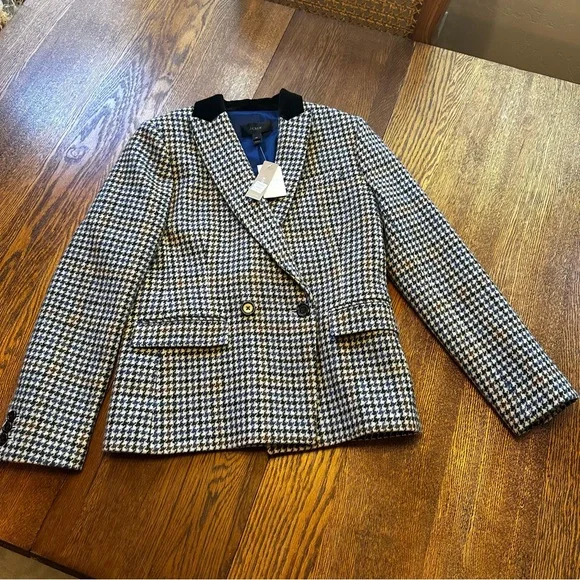 J. Crew size 2 petite Dover houndstooth wool blazer. NWT - Picture 4 of 13